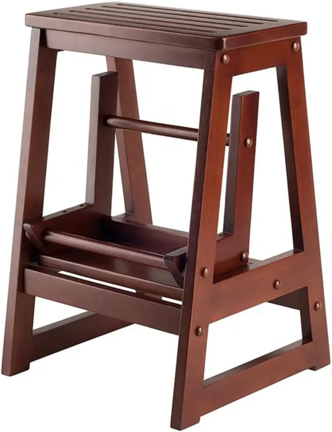 Home Furniture Wooden Folding Step Stool with Wide Platform Custom Wooden Step Ladder 2 Tiers Folding Ladder Chair