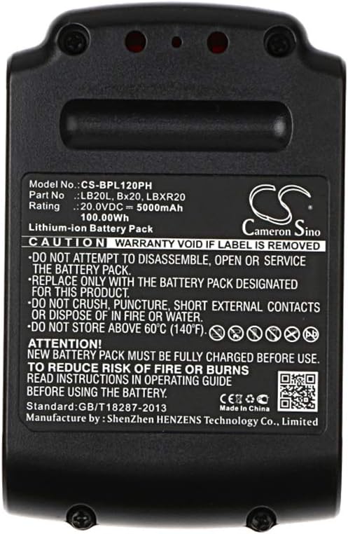CS-BPL120PH Battery 5000mAh compatible with [BLACK & DECKER] BDCDMT120, CHH2220, LCS120, LDX120C, LDX120SB, LGC120, LHT2220, LLP120, LPHT120, LST120, LST220, LST300, LST400, LST420, LSW20, SSL20SB, S
