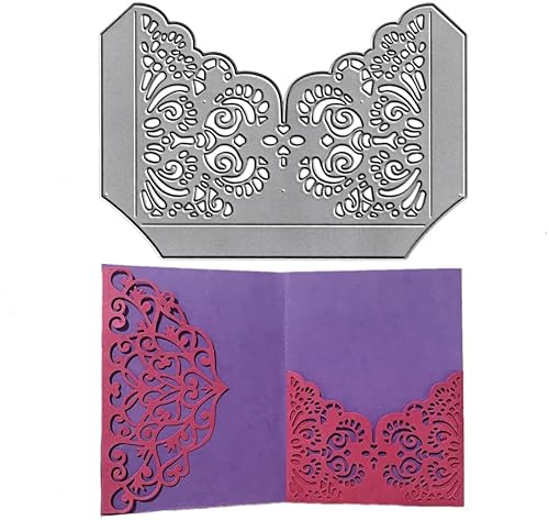 Miniatura 7 de Troqueles de corte de borde para tarjeta de invitación de boda, borde de flores de encaje de invitación, plantillas de metal en relieve, molde de