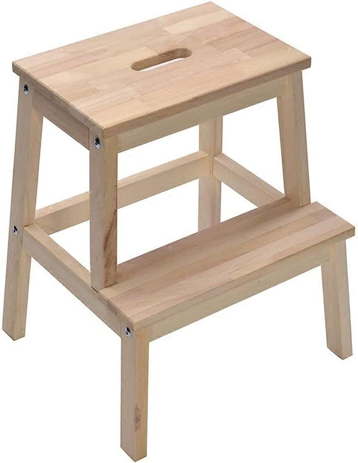 OKUOKA Multi-Function Step Stool Kitchen Ladder Solid Wood Household Stairs High and Low Change Shoes Two-Step Stool A+ (Color : B)