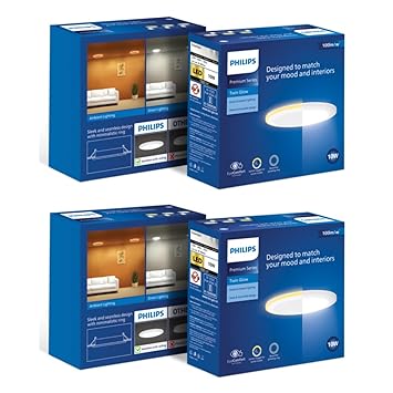 PHILIPS 10-watt Round LED Up-Down Downlighter | Twinglow 10-watt LED Downlighter for Home & Decoration | Colours : Warm White + Cool Day Light, Pack of 2 - image, photos