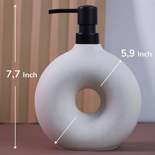 Miniatura 3 de Dispensador de jabón de cerámica para baño y cocina con bomba negra, dispensador de jabón líquido para manos, elegante accesorio de encimera, color