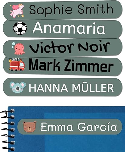 Miniatura 46 de 50 calcomanías con nombre personalizadas para niños. Etiquetas adhesivas para escuela, jardín de infantes, libros, juguetes y Tupperware. Etiquetas