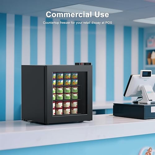 Miniatura 8 de Northair Mini congelador, 1.1 pies cúbicos, pantalla de puerta de vidrio de -8 F a 14 F, 2 estantes extraíbles, 7 ajustes de temperatura, negro (1.1