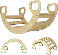 THINK30 3-in-1 Montessori Arch Climbing Frame Natural Wood Indoor Climber for Ages 1-3