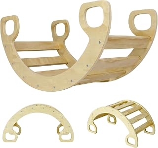 THINK30 3-in-1 Montessori Arch Climbing Frame Natural Wood Indoor Climber for Ages 1-3