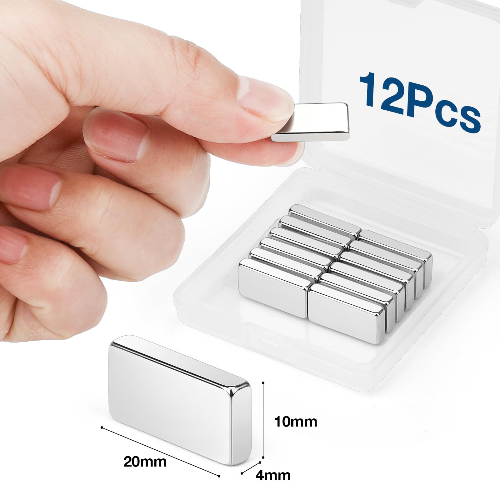 Magnetini Al Neodimio 20x10x4mm - 12 Pezzi Forti E Piccoli Per Frigorifero, Lavagne E DIY - Foto 5