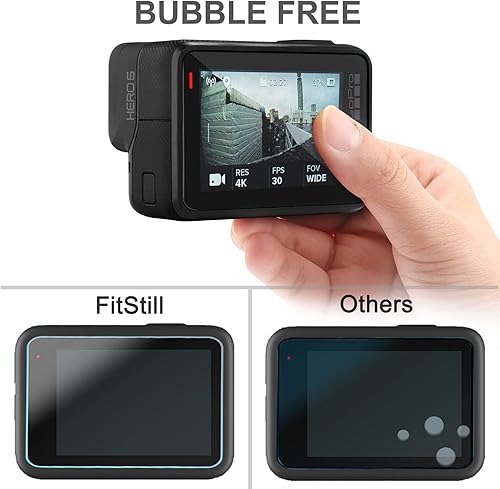 Miniatura 4 de FiTSTILL [6 piezas] Protector de pantalla para Go Pro Hero 7 (solo negro)/Hero HD (2018)/Hero 5/Hero 6, protector de pantalla de vidrio templado