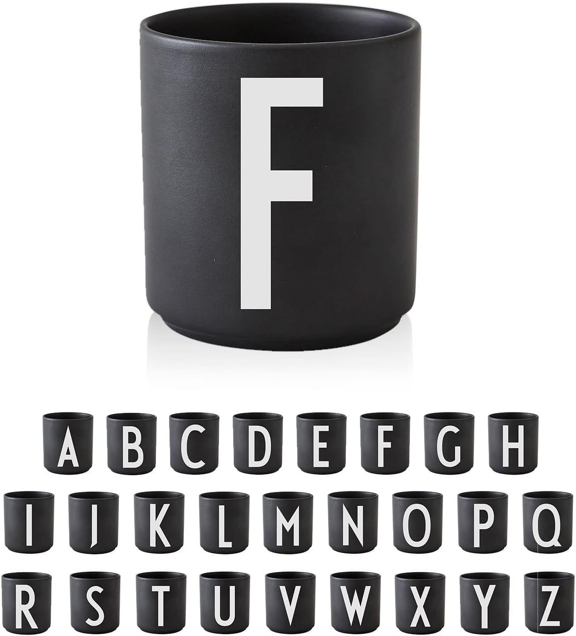 Design Letters Coffee Mug Initial A-Z | Monogram Christmas Coffee Mug for Men, Women | 11 oz Porcelain Mugs | Thanksgiving cup Christmas gifts for men, her, women, friends | Novelty tea Cup, Black Mug