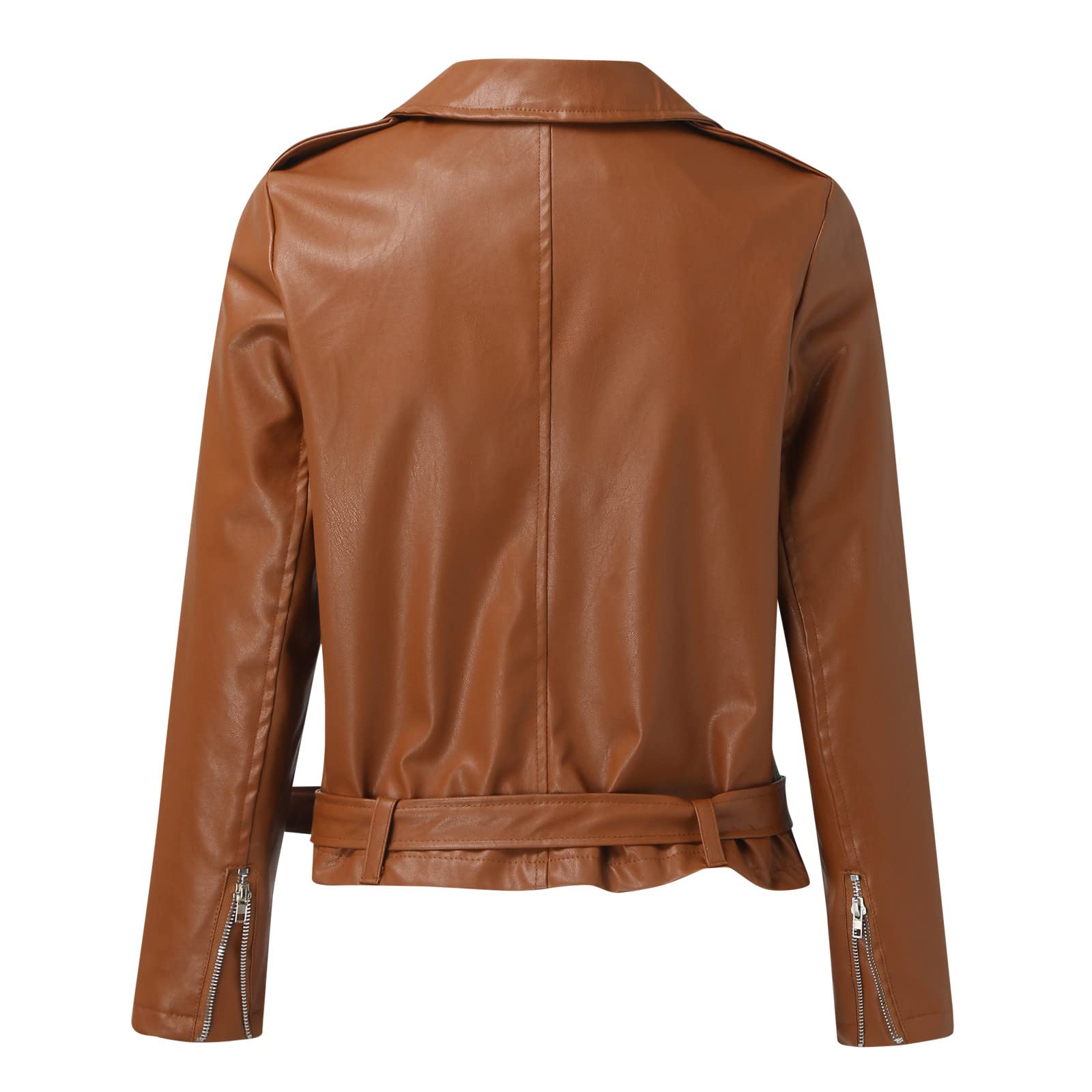 Veste en cuir synthétique à manches longues et fermeture éclair pour femme - Grande taille