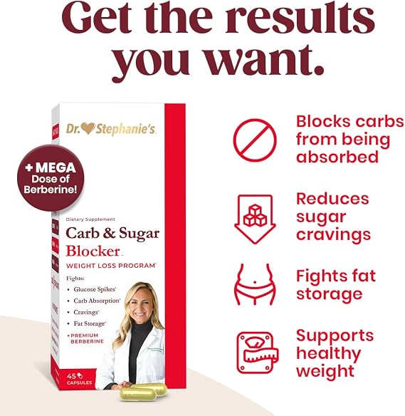 Carb & Sugar Blocker - Mega Dose of Berberine & Gymnena Supplement - Take with Meals to Reduces Digested Carbs & Weight