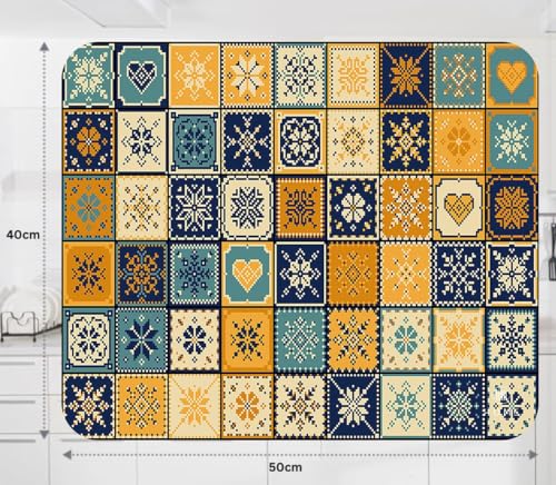 Image of HomeCloud Super Absorbent Dish Drying Mat for Kitchen Counter - Non-Slip, Heat-Resistant Rack Pad - Hides Stains, Ideal for Dishes, Coffee Maker & Kitchen Appliances (Multi Yellow, 50x40 cm)