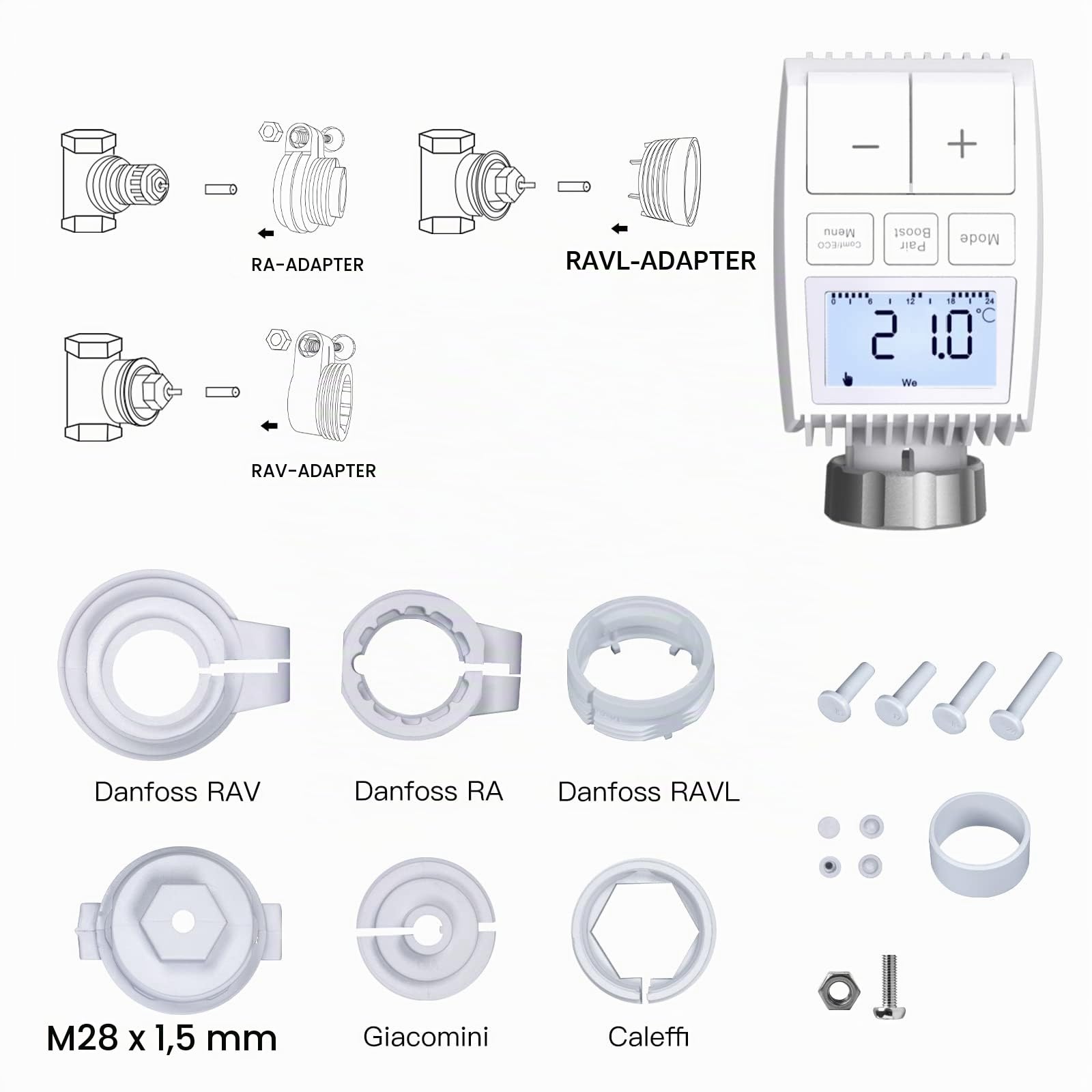 MOES Smart Heizkörper Thermostat, 3 Heizkörper mit 1 Hub, Tuya Thermostat Heizung, Intelligenter Heizkörperregler, Kompatibel mit Alexa Google Home
