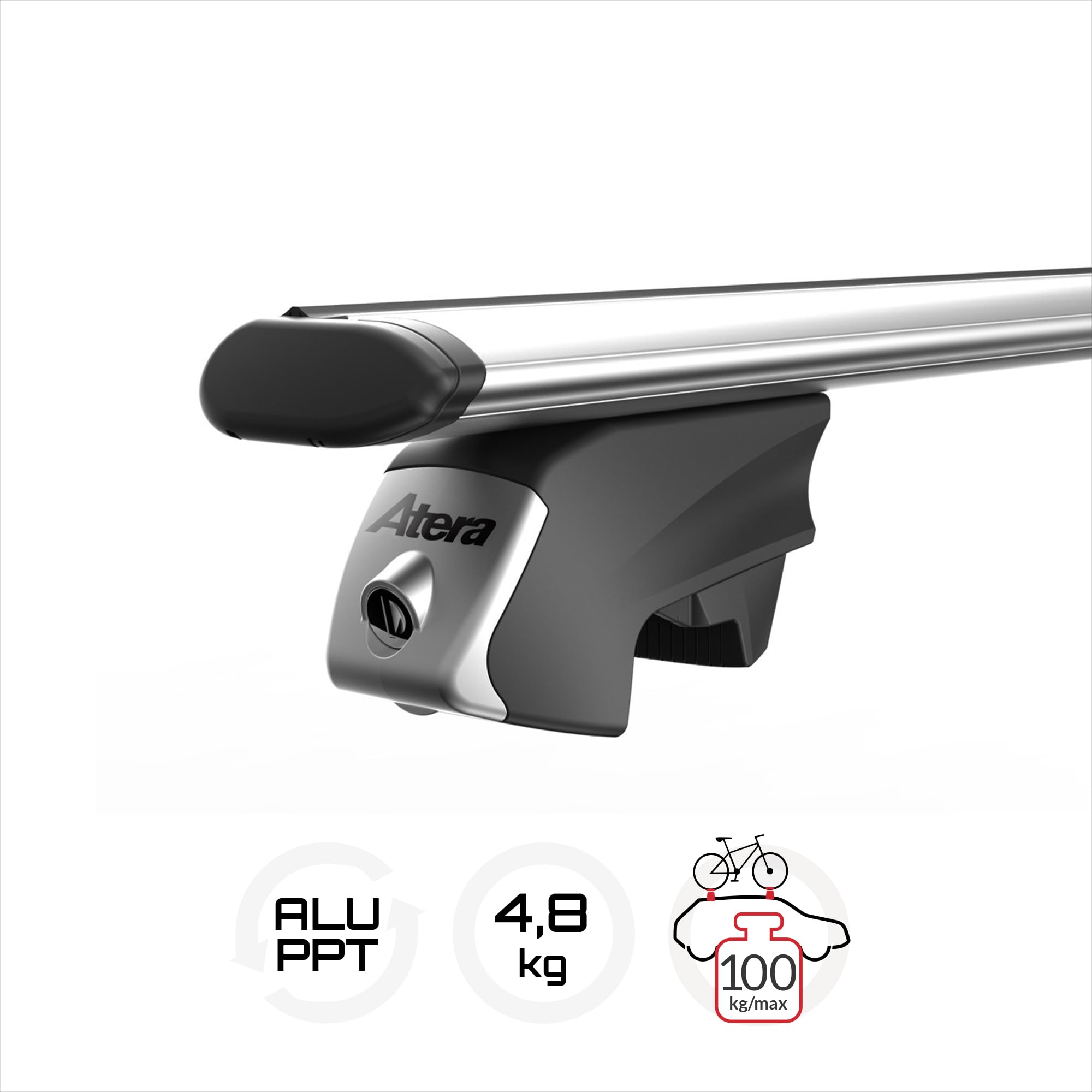 ATERA 048510 Dachträger Kompatibel mit VW TIGUAN 5N | für Autos mit aufliegender Dachreling, Alu Aero Profil Silber, Art. Nr. 048510