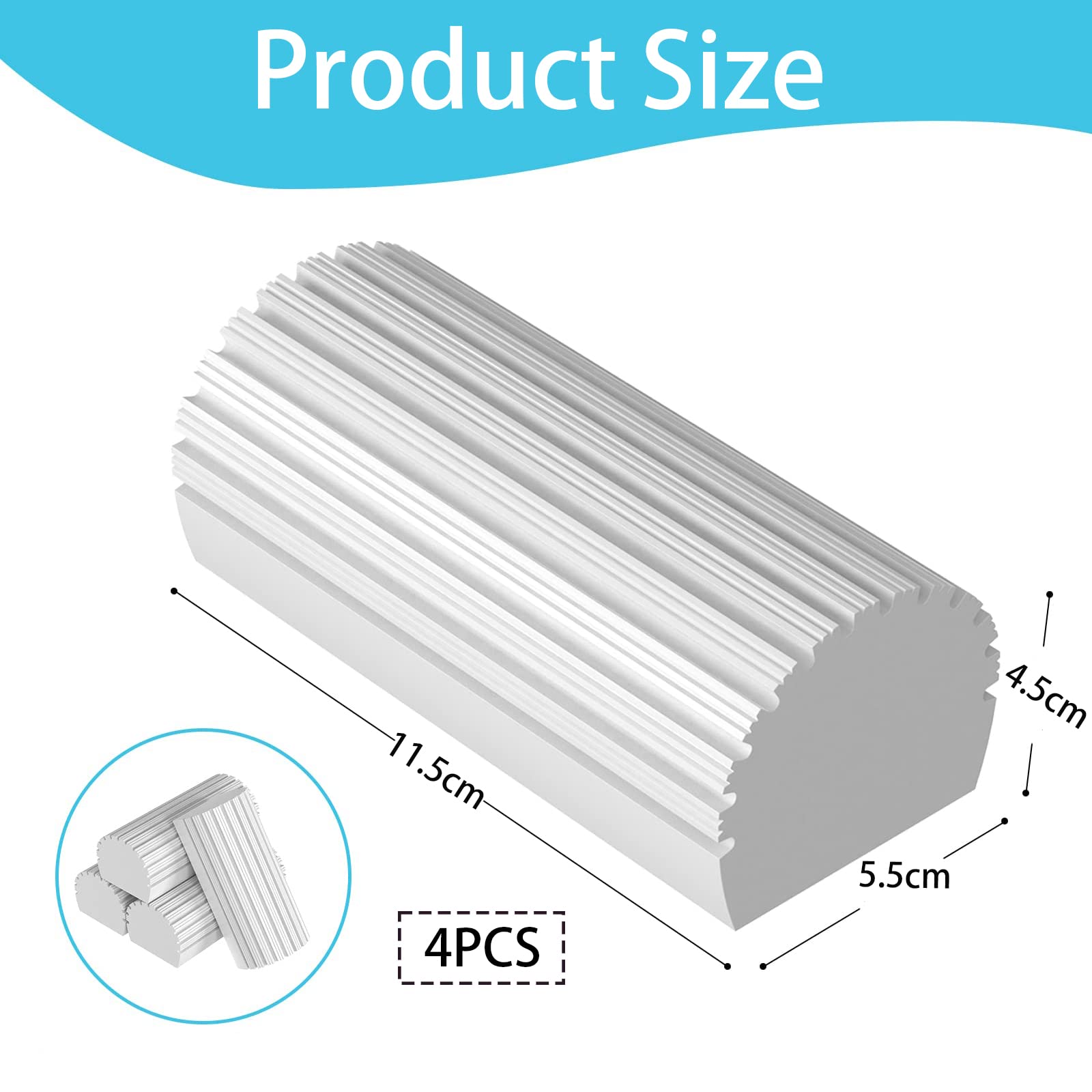 4 esponjas de limpieza versátiles y prácticas, con fuerte absorción de agua, reutilizables y duraderas, ideales para persianas, cristales, espejos y mucho más (gris)