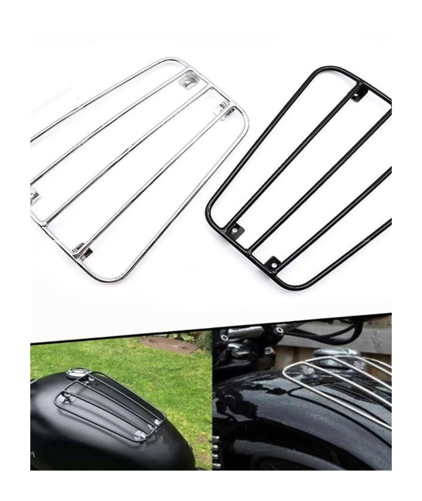 Portaequipajes Trasero Soporte Universal para Portaequipajes Depósito Combustible Motocicleta con Ventosas Motocicleta Portaequipajes(Plata)