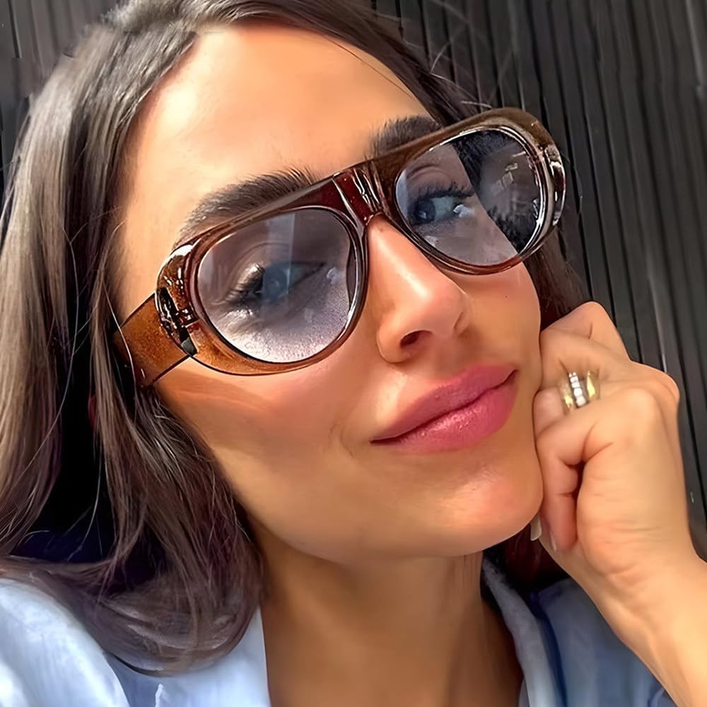 Women Sunglasses Blue Green Shades UV400 Men Wide Legs,Leopard champagne