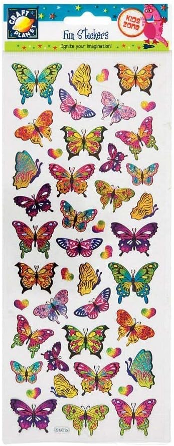 Craft Planet Fun Stickers, Butterflies, for Young Crafters Collection, Posters, Card Making, Scrapbooking, Party Bag Fillers, Book, Reward Charts, Invites, Crafts Supplies