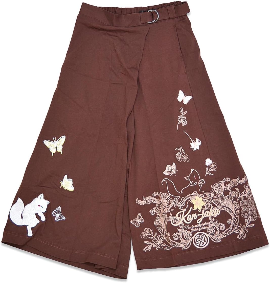 Amazon | (コンジャク)今昔 フラワーガーデンカフェパンツ (ブラウン