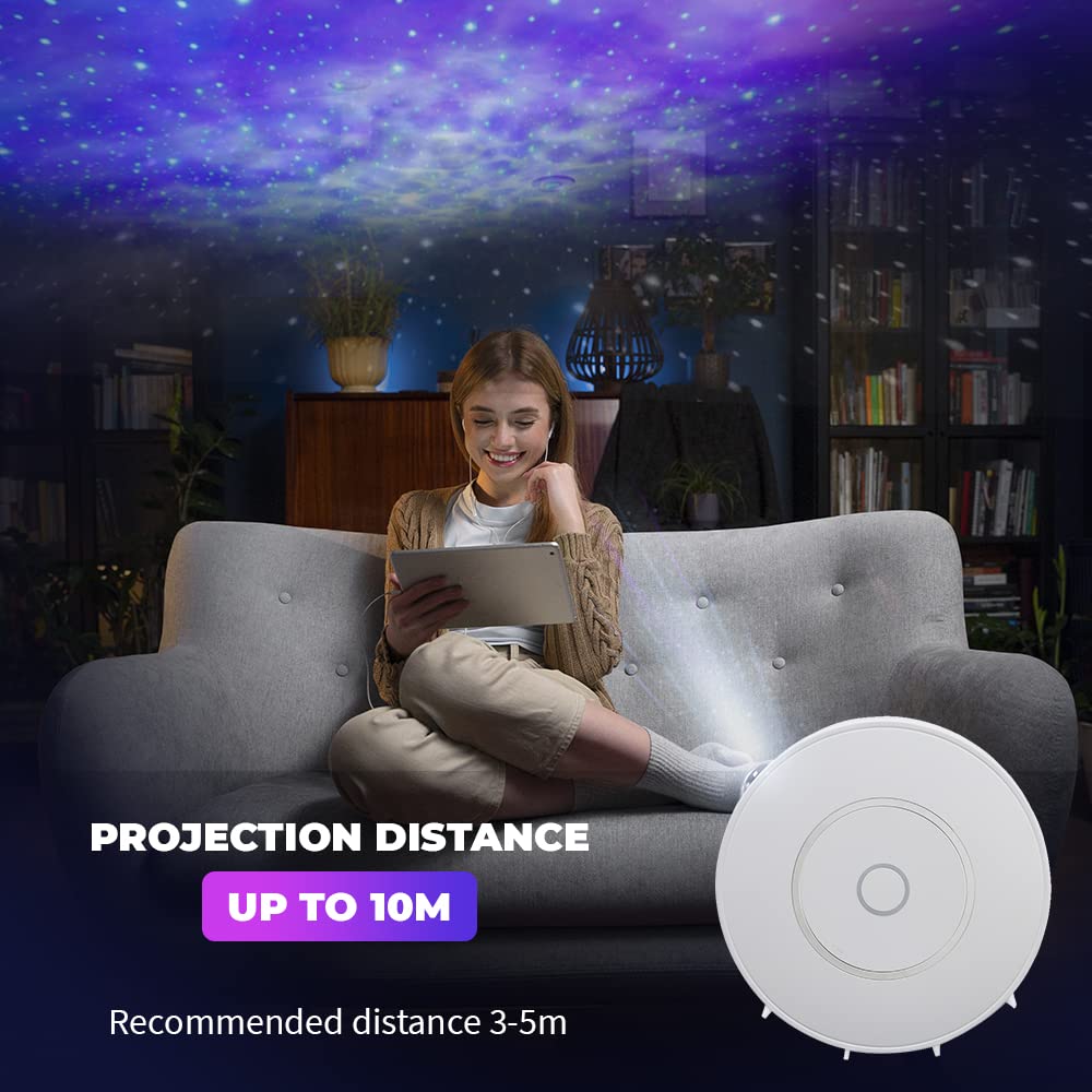 BOT Inteligentny projektor LED gwiaździstego nieba, projektor gwiazd z Galaxy 3D, sterowanie głosem i timerem, kompatybilny z Alexa, Google Assistant, lampka nocna dla dzieci, na imprezę, Boże