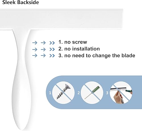 Miniatura 7 de Escobilla de ducha para puertas de vidrio, escobilla de silicona de 11 pulgadas con mango antideslizante y gancho adhesivo para baño, espejo,