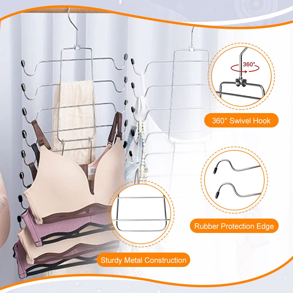 Lot De 2 Cintres Métalliques 8 étages Pour Soutiens-gorge Et Débardeurs - Pliables, Gain De Place - 13