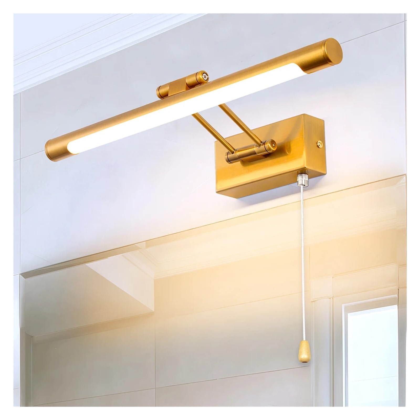 Applique da parete 8W, luce LED for specchio bagno con testa girevole e interruttore a strappo for lampade comodino camera letto(101A BS 495mm 4000k)