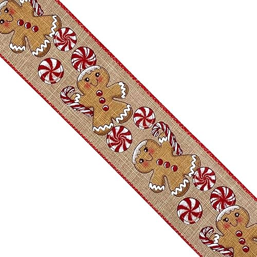 Miniatura 4 de Designer's Shop - Cinta navideña con borde con alambre de 2.5 pulgadas x 10 yardas para manualidades, decoración del hogar WR 63-5120 (pan de