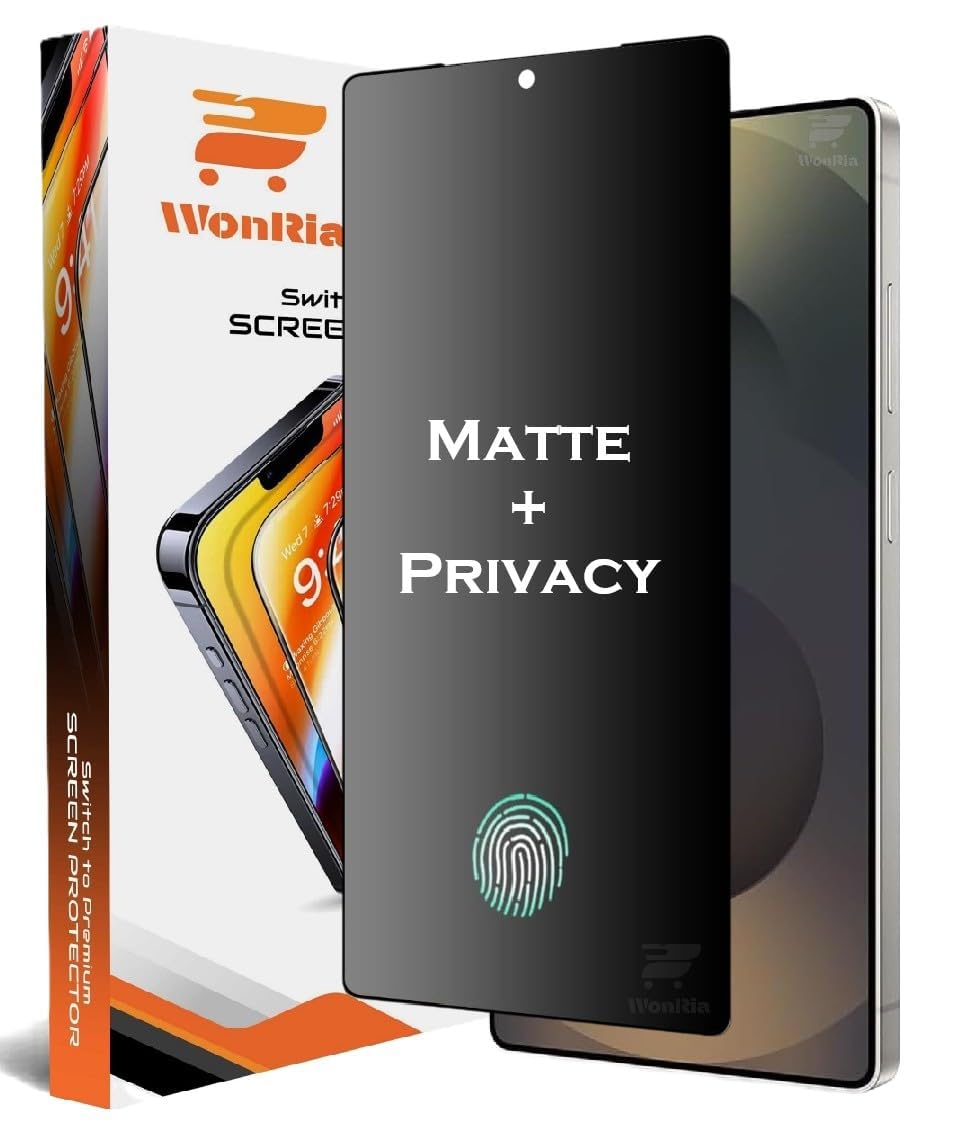 WonRia® Pack 1- Matte Privacy Tempered Glass Compatible with Samsung Galaxy S26 5G [FingerPrint Unlock] Screen Guard Protector | Anti-Spy | Anti Glare| Case Friendly - Installation Kit-image-6