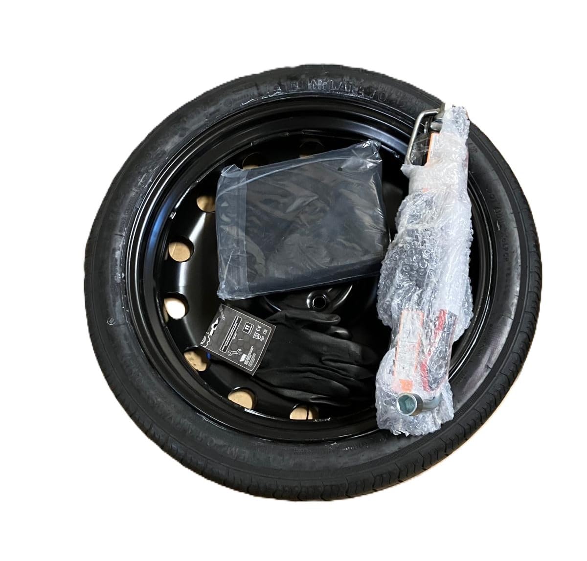 Ersatzrad-Set 125/70R19, 19 Zoll, kompatibel mit Toyota C-HR mit Wagenheber, Schlüssel, Schrauben, Schrauben, Handschuhe und Tasche