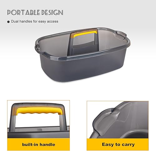 Miniatura 4 de JiatuA Organizador de artículos de limpieza grande portátil con asa, cubo de plástico, almacenamiento de herramientas para baño, dormitorio, cocina,