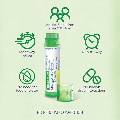 Miniatura 6 de Boiron AllergyCalm On The Go (6 tubos) para aliviar la alergia y la fiebre del heno síntomas de estornudos, secreción nasal y picazón en los ojos o