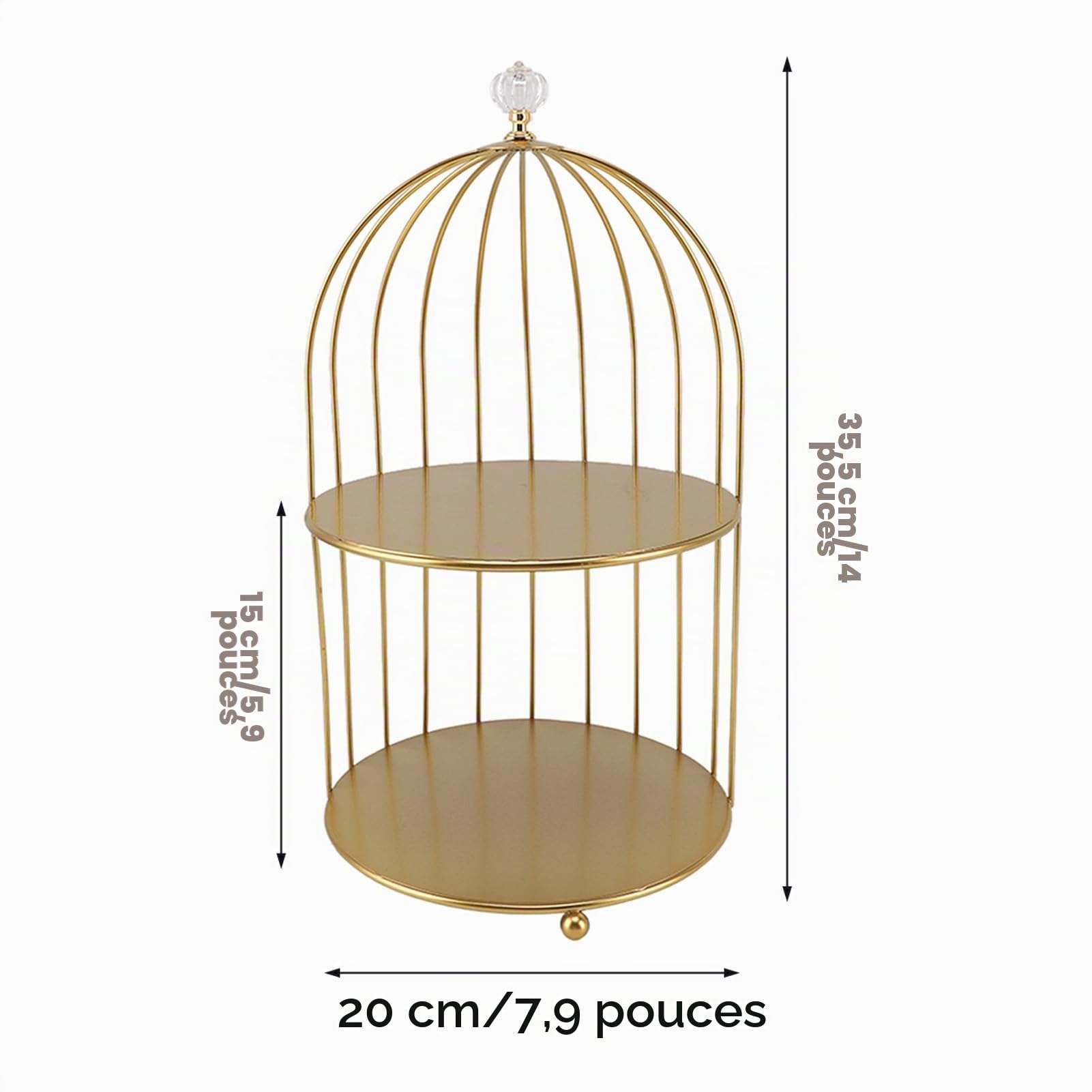 Organisateur Cosmétique de Cage à Oiseaux, Présentoir de Maquillage Peu Encombrant en Fer doré pour Salle de Bain (Doubles Couches)