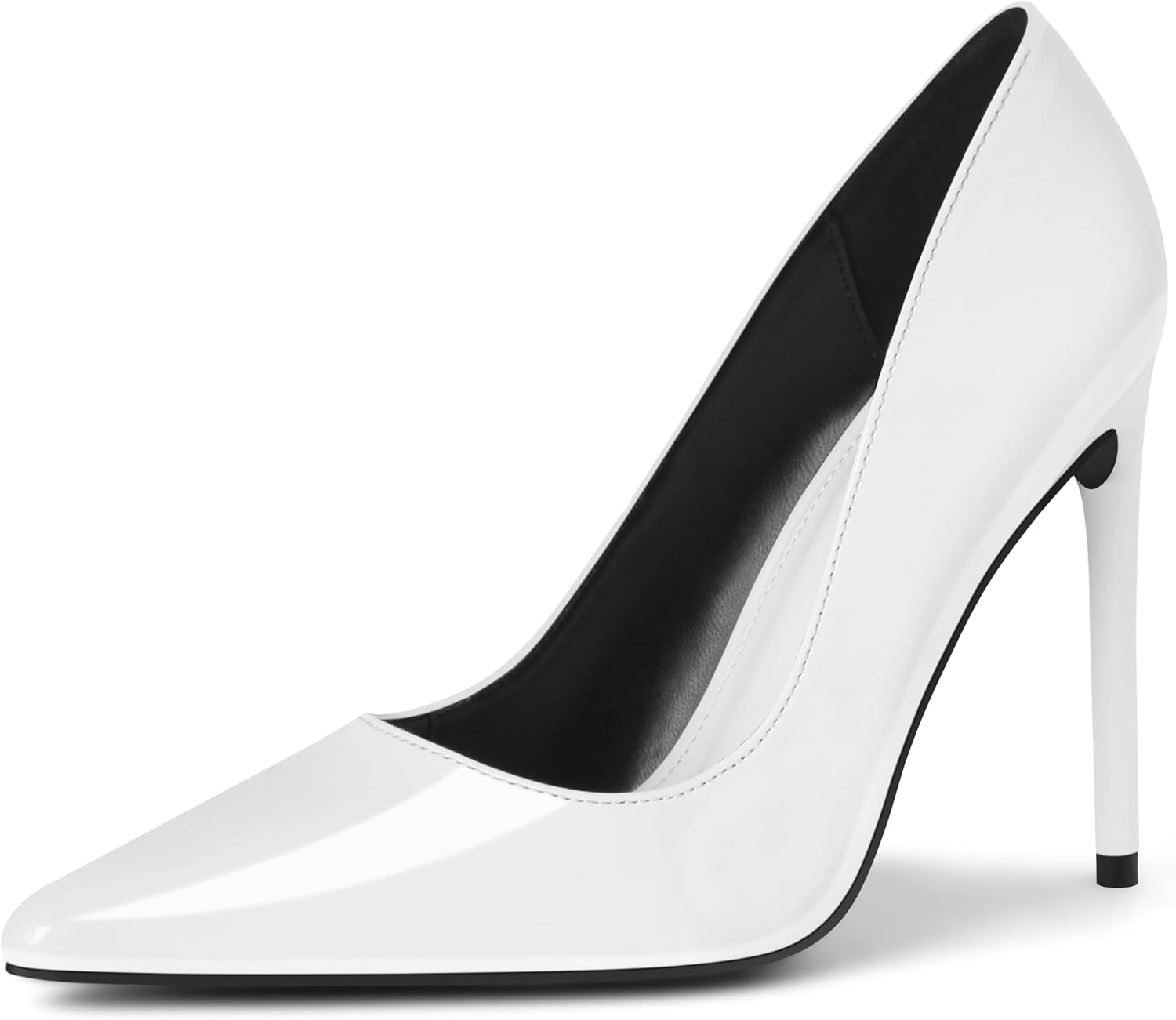 Women's Pumps Slip On High Heels with Pointed Toe 4.1 Inch Stiletto Bridal Party Dress Heels for Casual,Lucy-White Pu-7-O1 - Image 3