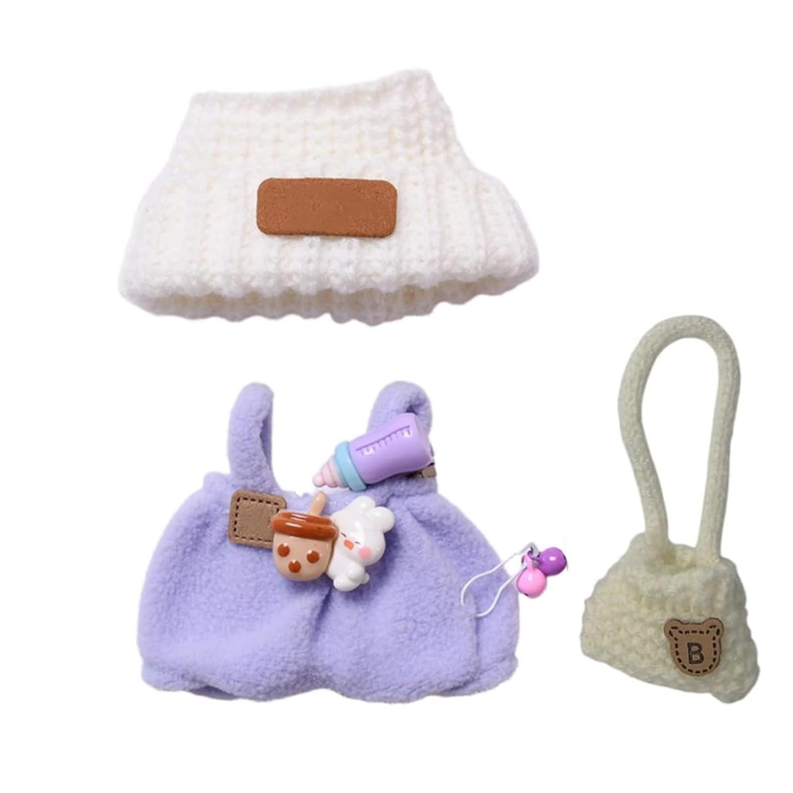 17cm Doll Clothes,Clothes for Dolls Outfit,Accessories for 17cm Dolls Clothes,Cute Clothes for Dress up Unique Style,1 Skirts 1 Hats 1 Knitted Bag Girl for Best Gifts No Doll Included (PP4)
