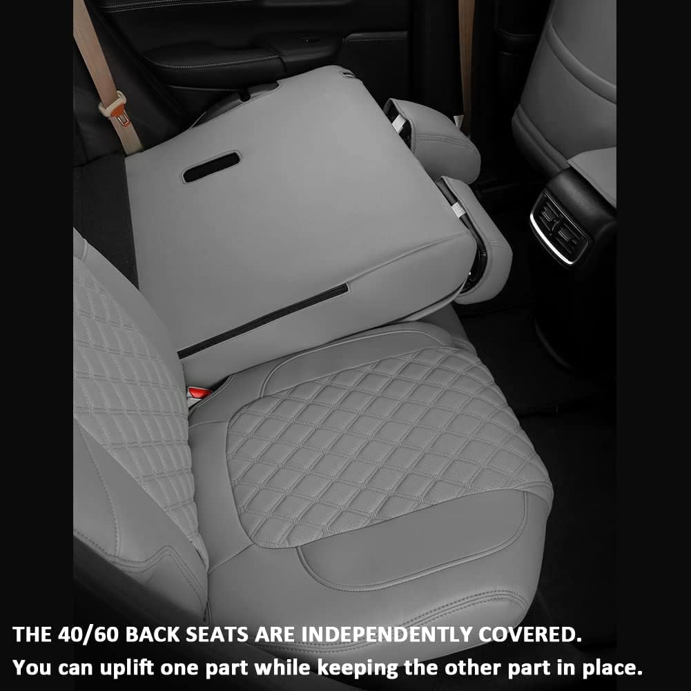 GIANT PANDA Car Seat Covers Full Set Custom Fit for Honda CRV EX,EXL,LX,Touring,Hybrid 2017 2018 2019 2020 2021 2022- Faux Leather (Gray/Grey)