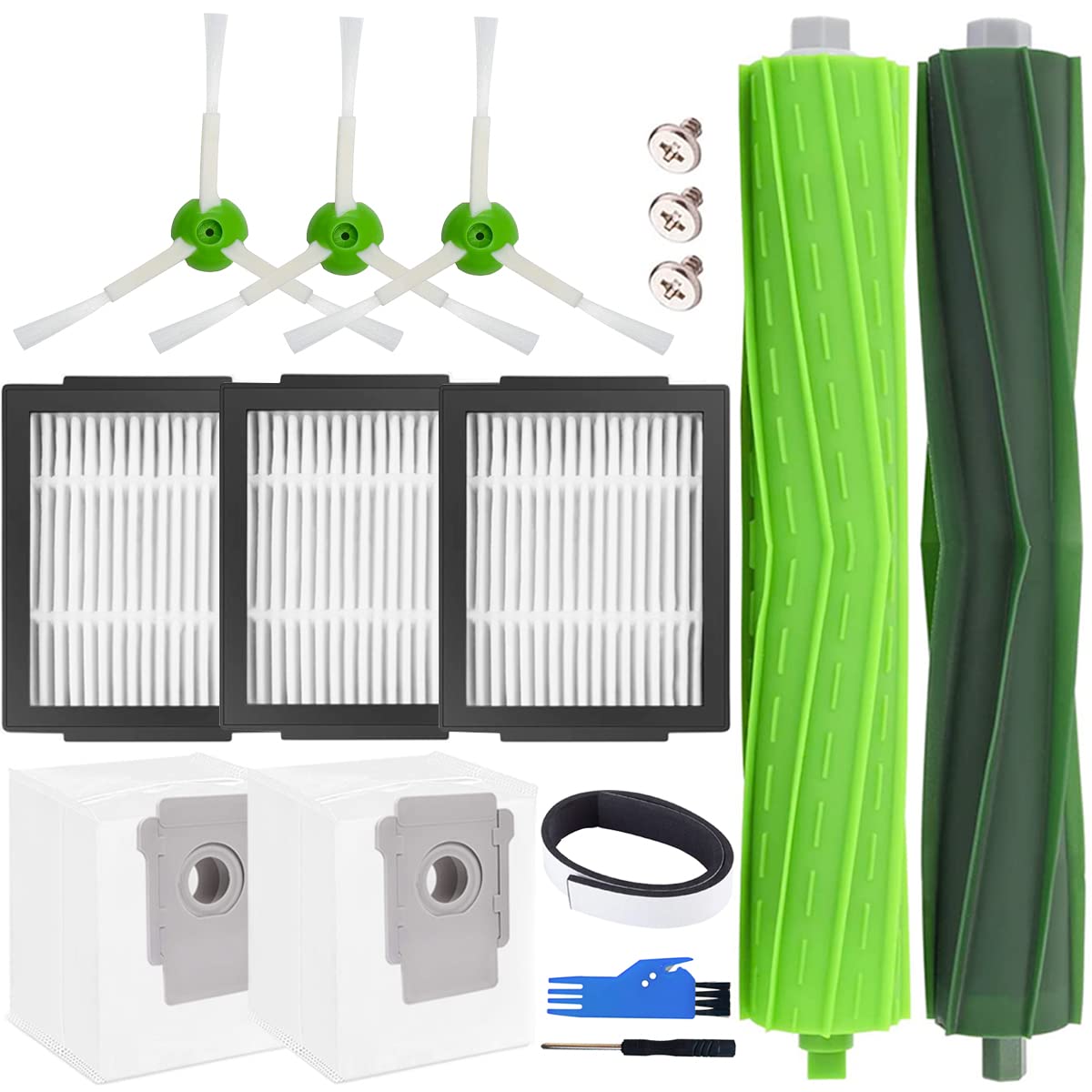 Accessories Kit for iRobot Roomba i7 i7+ i7 Plus i3 i4 i6 i8 E3 E5 E6 E7 Robotic Vacuum Cleaner, Replacement Parts HEPA Filters, Side Brush, Rubber Brush, Dust bags(9 Pack)