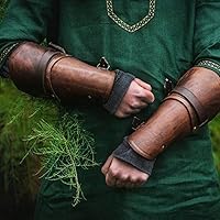 Vista 2 de Syktkmx Gauntlet Wristband Medieval Vambrace Arm Cuff Armor Buckled Punk Gothic Faux Leather Costume Bracer