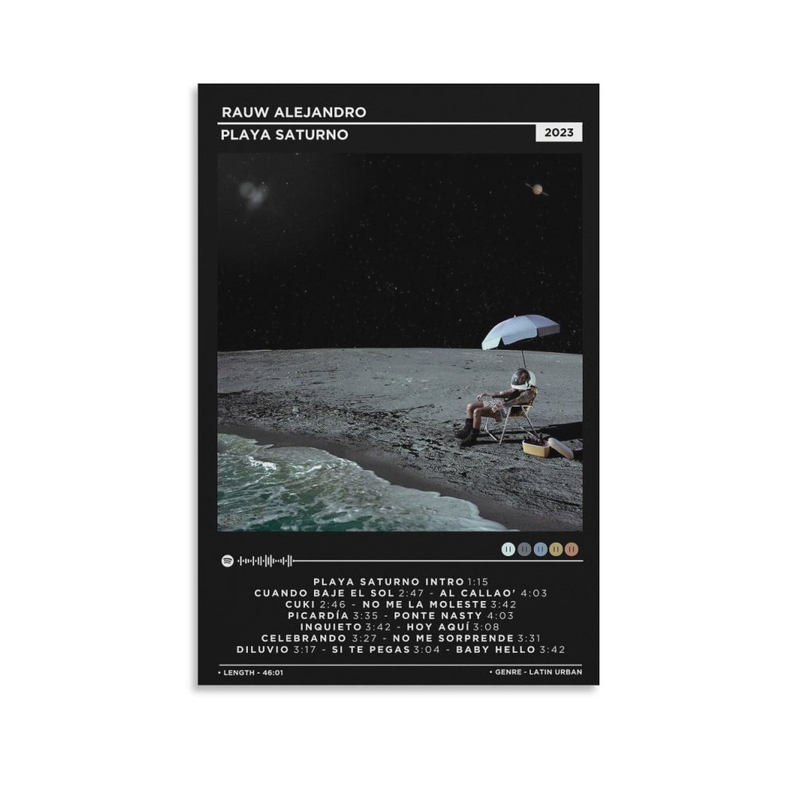 BATTTXBATTTX Rauw Alejandro Poster Playa Saturno Canvas Poster Wall Decorative Art Painting Living Room Bedroom Decoration Gift Unframe-style12x18inch(30x45cm)