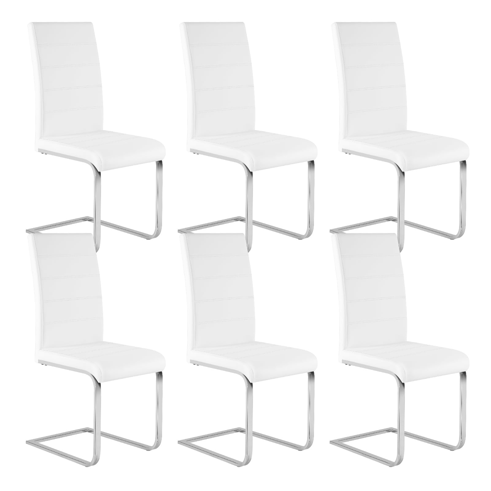 WOLTU Juego de 6 Sillas de Comedor, Terciopelo,Blanco | Ergonómica,Forma de C con Respaldo Alto,Moderna,Chic