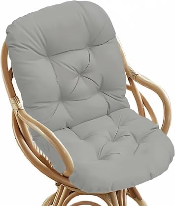 Swivel Rocker Chair Cushion, Large Rocking Chair Pads with Ties, Cushion High Back Washable UV-Resistant Replacement Seat for Indoor Outdoor Wooden Wicker Recliner Light Grey 120 * 50cm