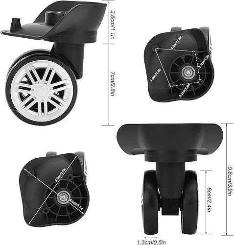 Miniatura 7 de LAIONTY 1 par de ruedas resistentes de equipaje de doble rodillo, ruedas de reparación silenciosas con tornillo, fáciles de instalar