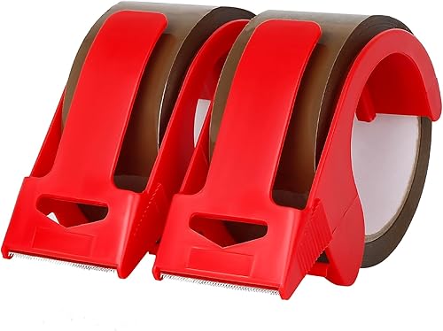 CHUANGSEED Paquete de 2 cintas de embalaje marrón con dispensador, 2.7 mil x 1.88 pulgadas x 55 años, cinta de embalaje resistente para cajas