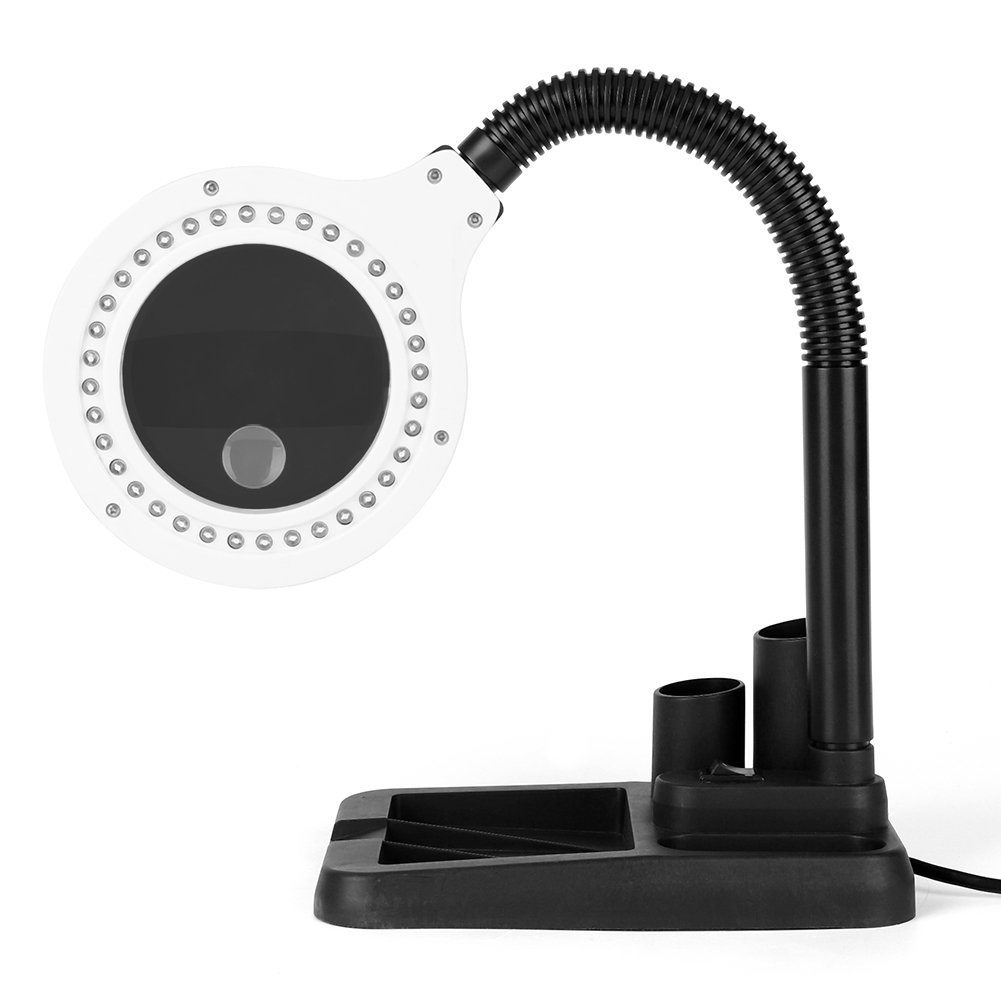 Magnifying Desk Lamp, Magnifying Glass Lamp 40 LED Illuminated Reading Light LED Magnifying Lamp 5X 10X Magnifier for Drafting Tasks Craft Sewing Repair