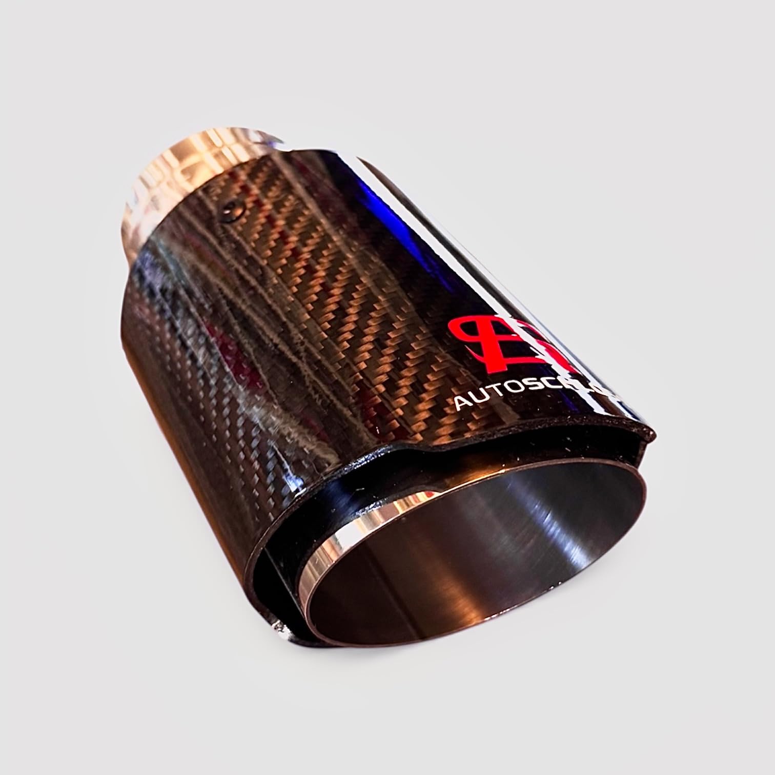 Embout d’Échappement en Fibre de Carbone | Entrée 63 mm Sortie 89 mm, Acier Inoxydable, Installation Sans Soudure AUTOSCHLOSS