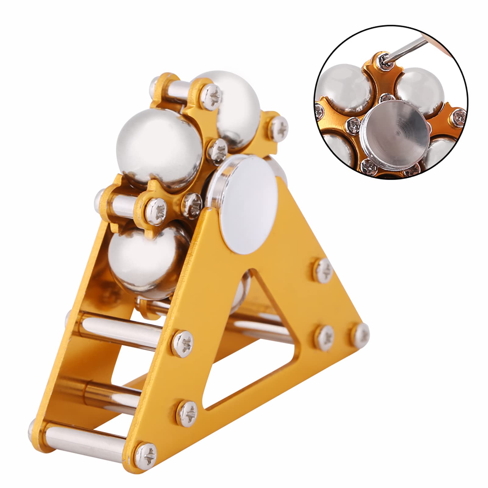 OVAQUIXI Gyro Toy, Aluminum Alloy Ferris Wheel Fidget with Tripod Stress Relief Hand Toy for Kid and Adults Yellow - Image 4