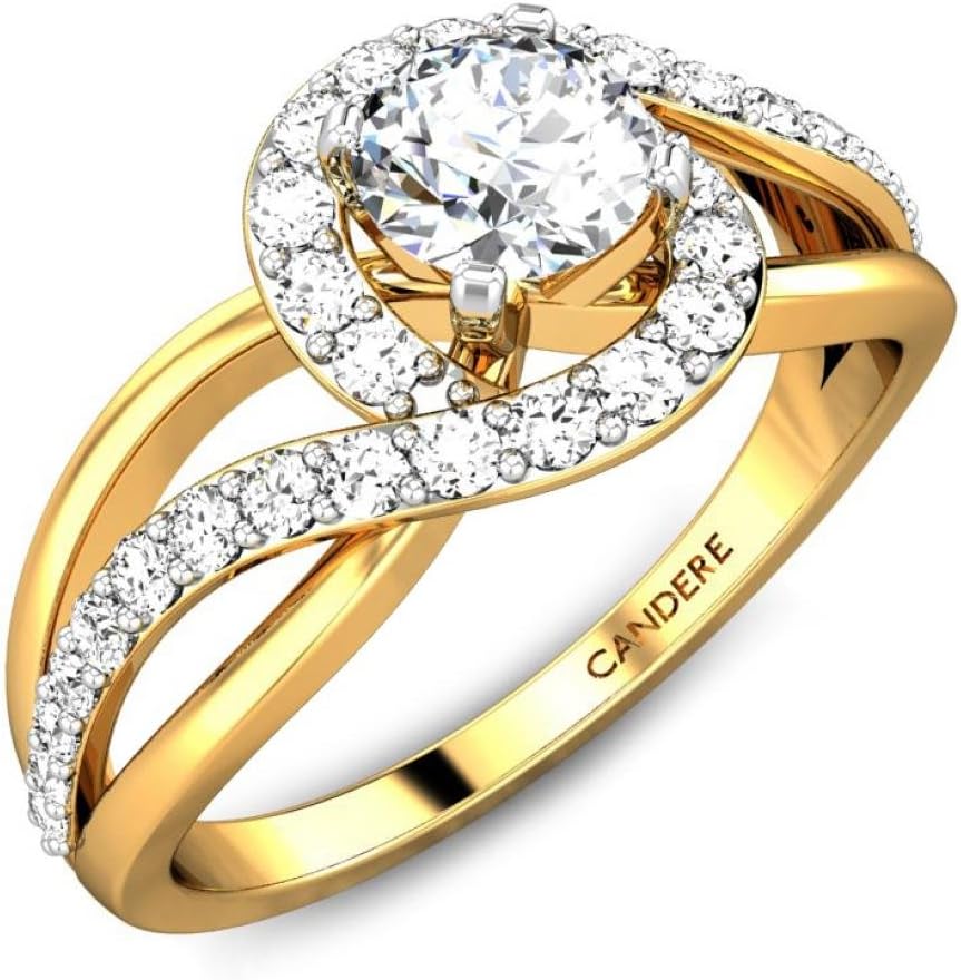 Candere by Kalyan Jewellers 18k (750) 22k (916) BIS Hallmark Gold and Cubic Zirconia Ring for Women