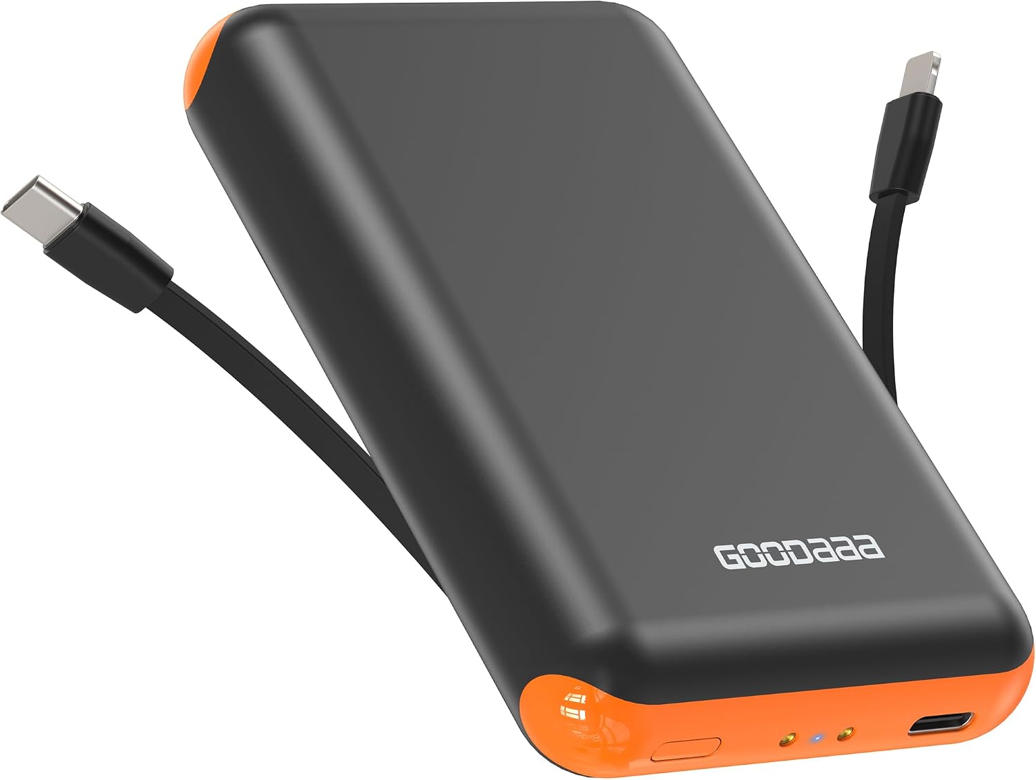 GOODaaa Portable Charger, 10000mAh Power Bank Built in Cables, 3 Outputs 1 Inputs for All Mobile Devices Slim Charging Bank, Small Thin Phone Charger, Airline Approved Travel Slim Compact Battery Pack