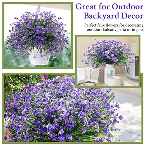 40 Bundles Outdoor Artificial Flowers Uv Resistant Artificial Plants Bulk For Outside Faux Flowers Plastic Fake Plants Outdoors Summer Fall Decoration Shrubs Garden Porch Window Box Decor (Purple) #TOP4