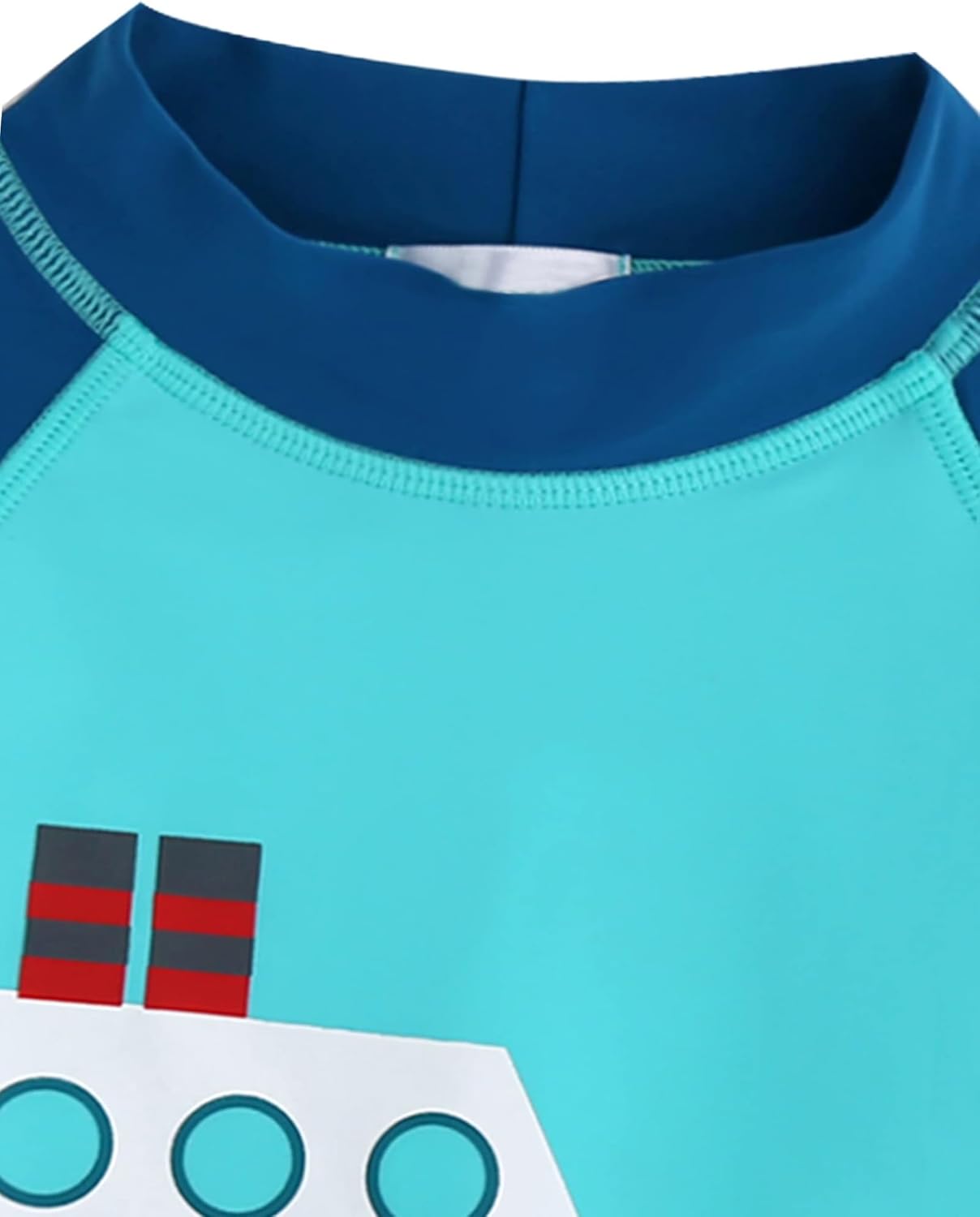 AIWUHE Toddler Swimsuit Set Boys Two Piece Rash Guard Boys' Swim Suit Quick Dry Long Sleeve Swim Shirts with Trunks Bathing Suit Swimwear Sets Blue Sailboat L 3-4T - Image 4